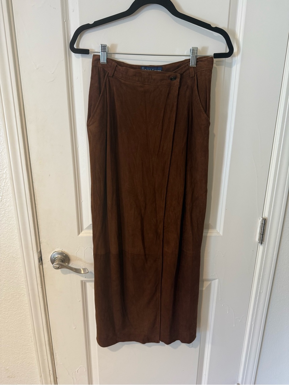 Vintage 80’s Ralph Lauren Classic Brown Suede Midi Skirt